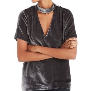 Madewell Steel Grey Velvet Choker Top XL
